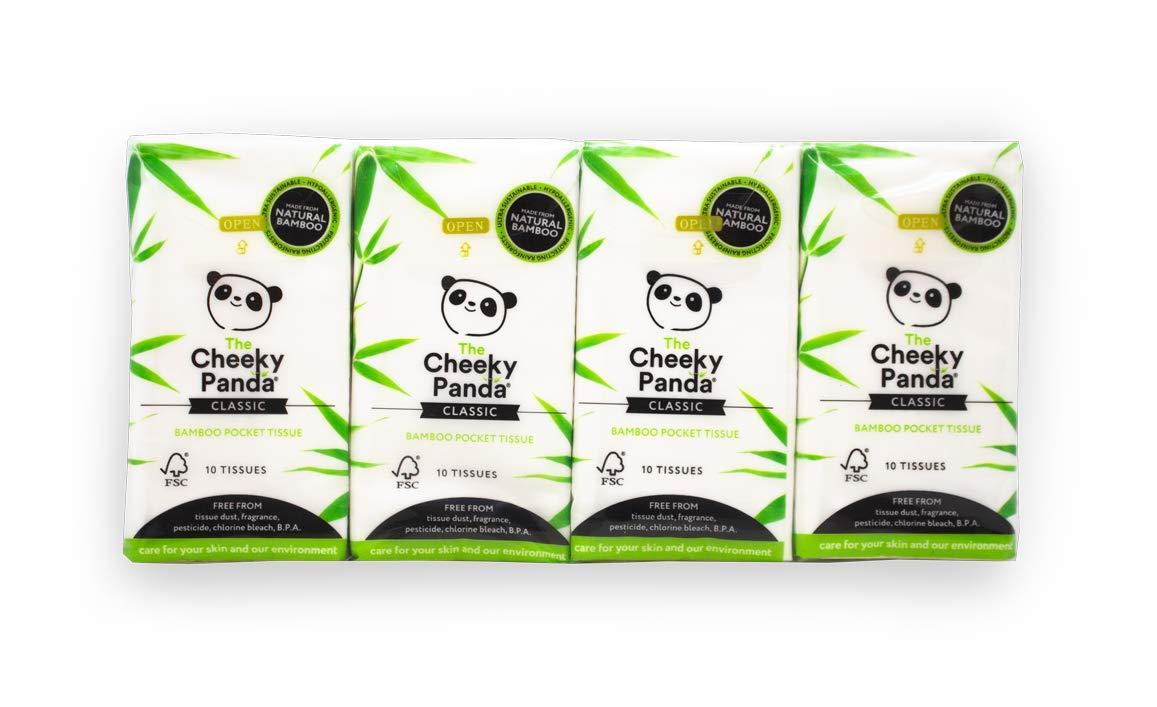 The Cheeky Panda The Cheeky Panda Bamboo Pocket Tissues, 8 Pack of 10 Hypoallergenic Tissues, Ultra Soft, 3-Ply, White, Travel Size