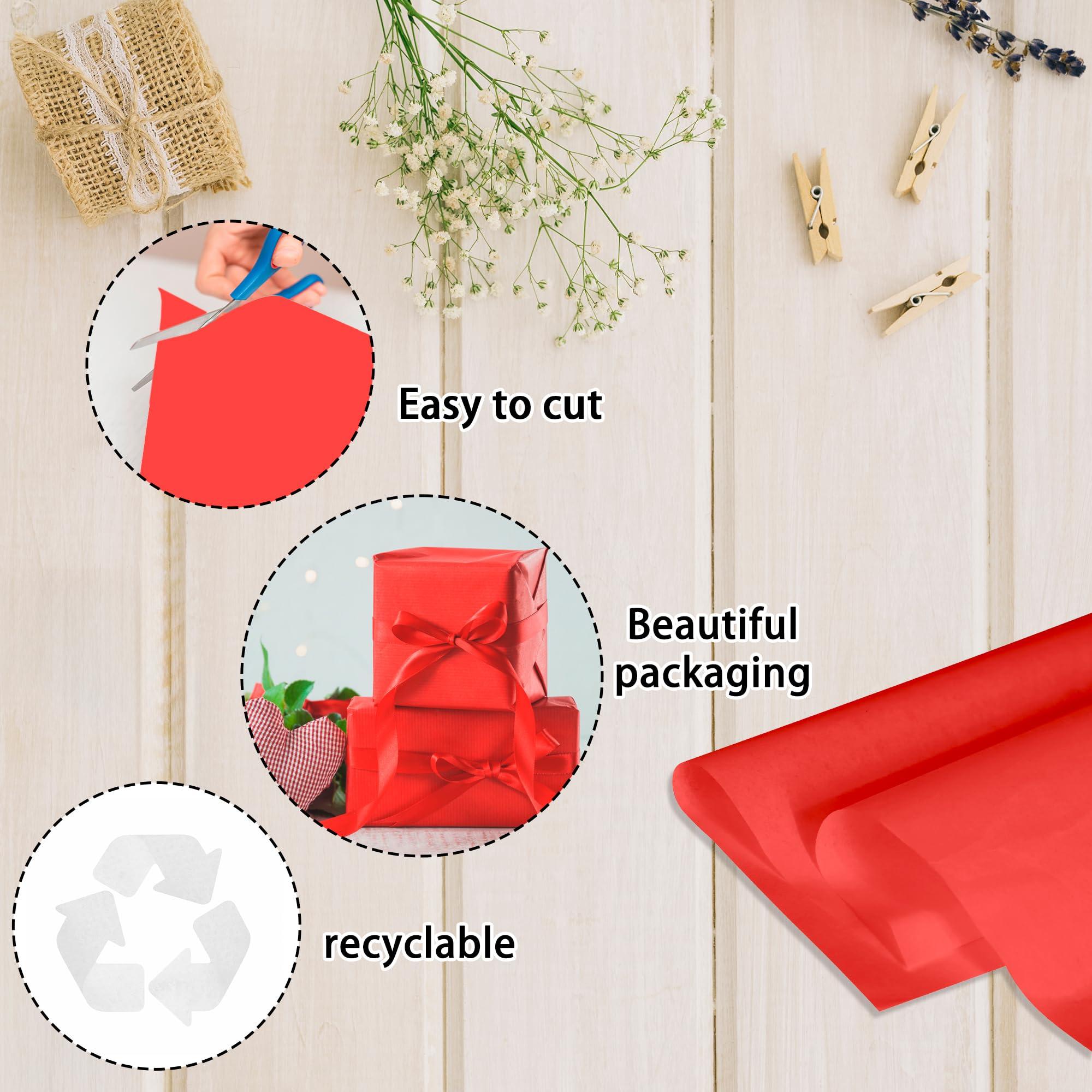 PINWATT Red Tissue Paper for Gift Bags - 1000 Sheets 20 X 30 Inch Wrapping Tissue Paper Bulk Red Packaging Paper for Gift Wrap Art Crafts DIY Filler Flower Valentines Christmas Birthday Wedding