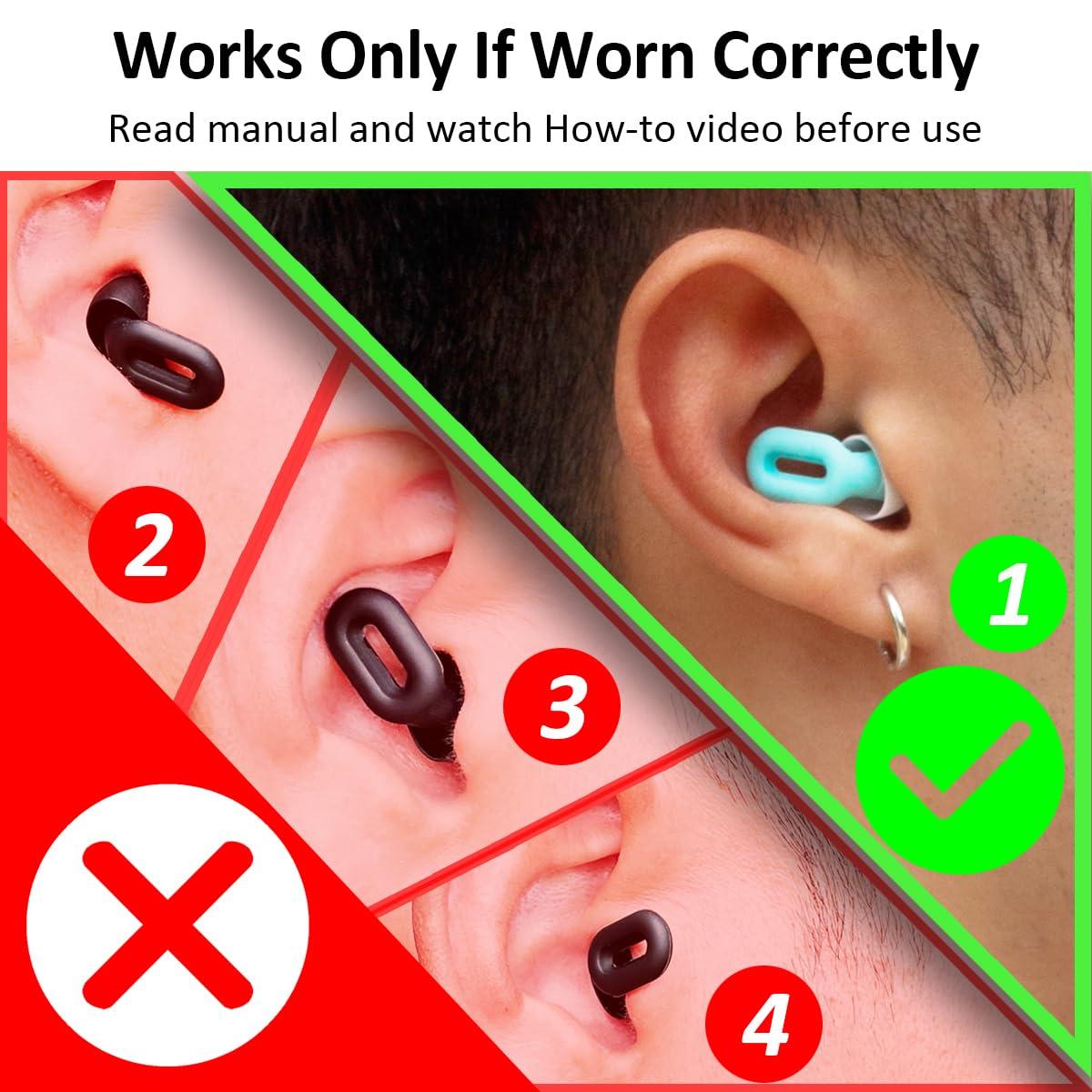SACCATER Saccater Focus Noise-reducing Earplugs - Reusable Silicone Earplugs for Deep Focus, Work, Study, Comfy Sleep, Misophonia, Travel, Hearing Protection - Adjustable in XS/S/M/L, SNR 23, NRR 17, Black