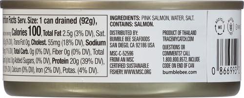 Bumble Bee Bumble Bee Skinless & Boneless Canned Pink Salmon in Water, 5 oz Can - Premium Wild Caught Salmon - 20g Protein per Serving - Gluten Free, Kosher, MSC Certified (Pack of 6)