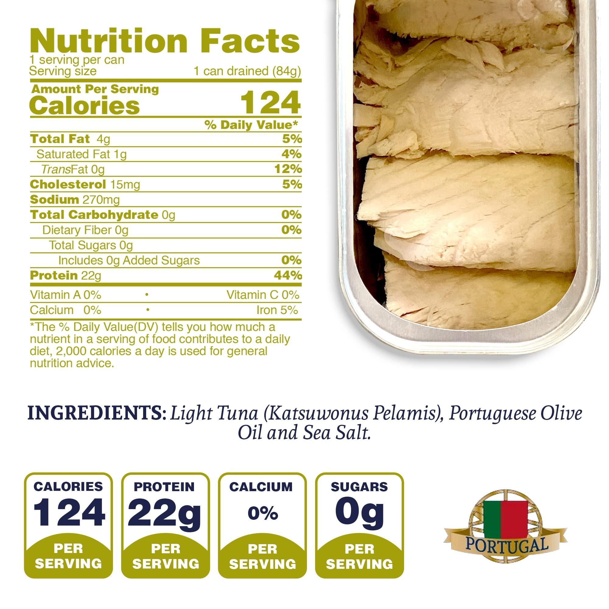 Santo Amaro Santo Amaro - Artisanal Wild Tuna Fillets in Virgin Olive Oil, Hand-Packed Canned Tuna from Portugal, Atlantic Natural Tuna, Pole & Line Skipjack Tuna Canned, Low Mercury, 22g Protein Keto, Pack of 3