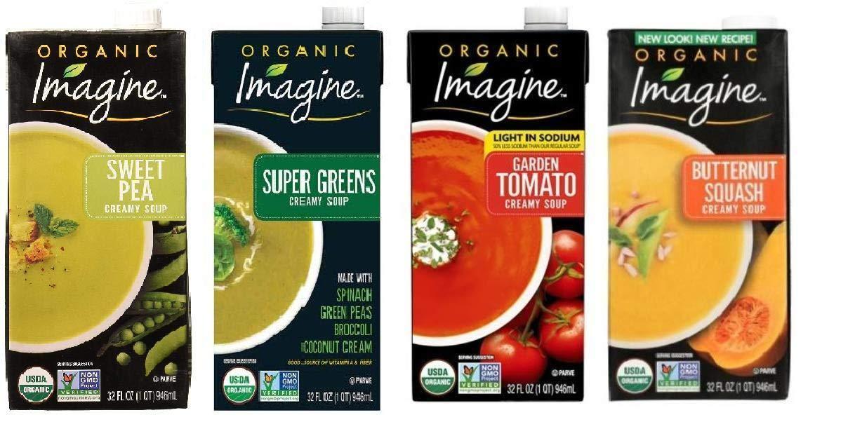 Imagine Organic Soup Imagine Organic Soup Variety Pack: Super Greens, Sweet Pea, Creamy Garden Tomato, Creamy Butternut Squash, 32 ounce (Pack of 4)