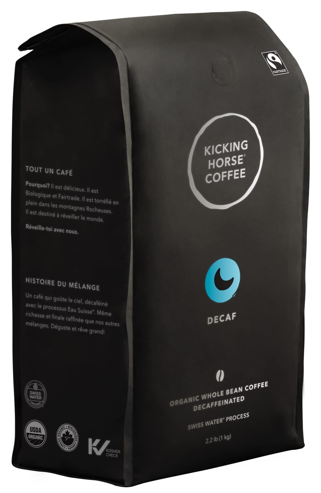 Kicking Horse Coffee Kicking Horse Coffee Decaf, Swiss Water Process, Dark Roast, Whole Bean, Certified Organic, Fairtrade, Kosher, Black, 35.274 Oz, Pack of 6
