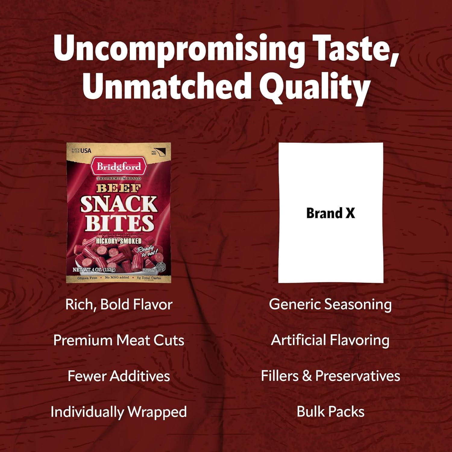Bridgford Bridgford Beef Snack Bites 4 oz Pack of 3 - Ready-to-Eat Beef Snacks for On-the-Go Snacking - Gluten-Free Zero Carbs Meat Snacks for Adults - Keto Beef Snack Bites for Your Keto Diets