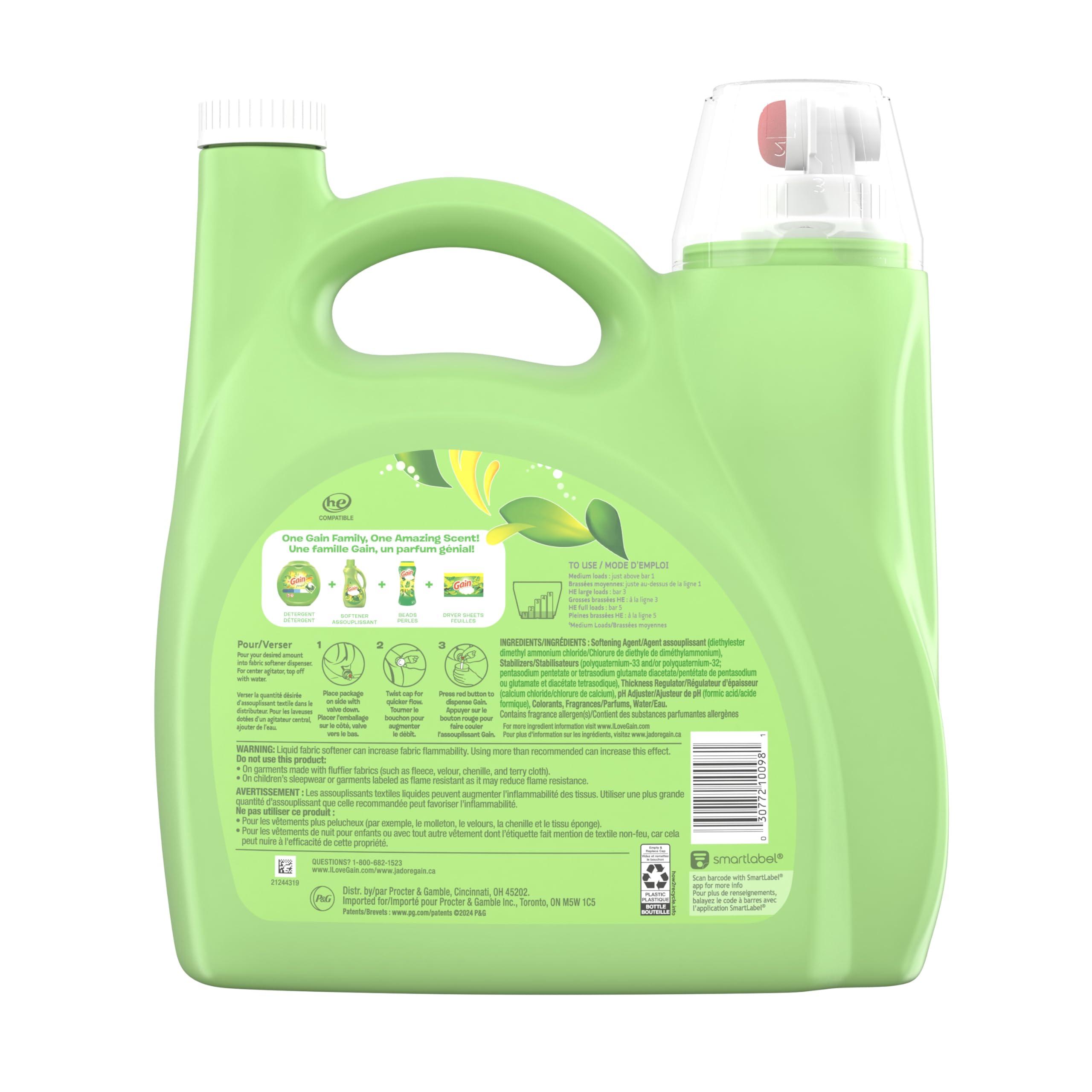 Gain Gain Fabric Softener, Original Scent, 140 fl oz, 190 Loads, HE Compatible, Packaging may vary