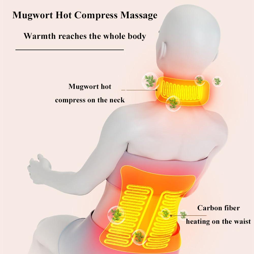 LMFLXOFD Full Body Massage Mat Pad With Heat, Chair Pad With 30 Massage Heads And Therapeutic Heat Lamp, Heated Massage Mattress Pad Foldable Storage,Giving For Elder,Family,Grey