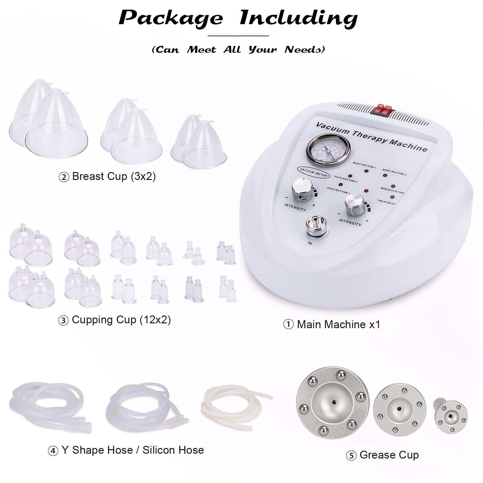 Meifuly Vacuum Therapy Cupping Machine with 30 Cups and 3 Metal Gua Sha Handles for Salon SPA, Body, Back, Face Massage Care