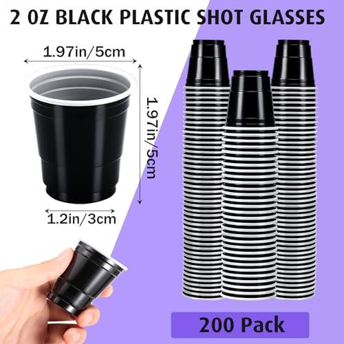 JEFHOMKIT JEFHOMKIT 200 Pcs Disposable Shot Cups,2 oz Plastic Shot Glasses,Mini Disposable Shot Glasses,Mini Party Cups for Tasting Serving Snacks Samples Birthday Halloween Christmas