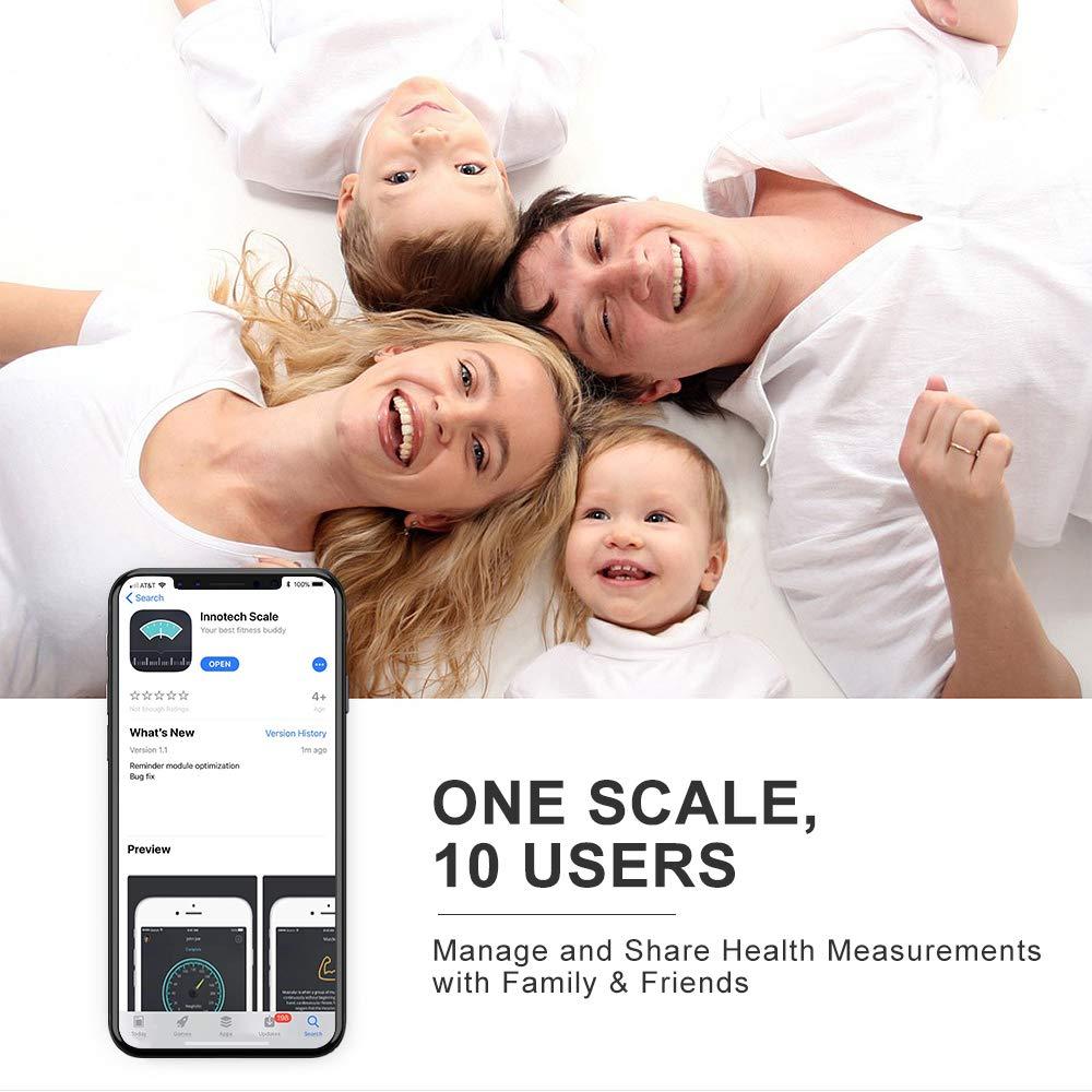 Innotech Innotech Smart Bluetooth Body Fat Scale Digital Weight Scales Body Composition BMI Analyzer with Free APP (Please Download The Latest Version), Compatible with Fitbit, Apple Health & Google Fit