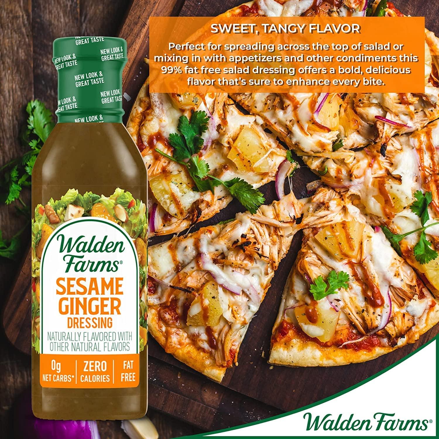 Walden Farms Walden Farms Sesame Ginger Dressing 12 oz Bottle - Fresh and Delicious, Sugar Free 0g Net Carbs Condiment, Kosher Certified, So Tasty on Salads, Vegetables, Coleslaw, Chicken, Shrimp Dipping Sauce and More