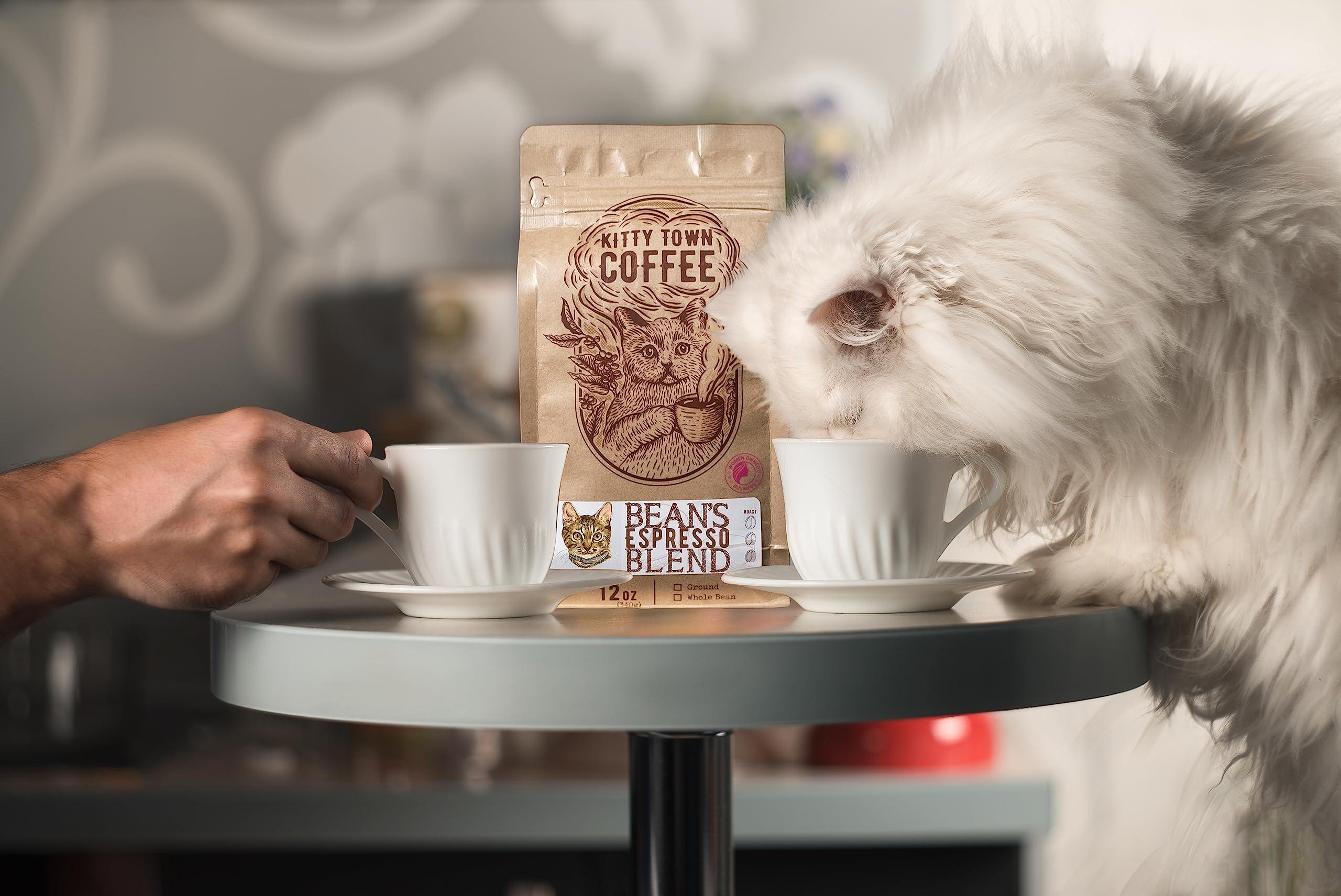 Kitty Town Coffee Kitty Town Coffee: Bean\'s Espresso Blend Medium Roast Coffee From Brazil, Guatemala, & Papua New Guinea 2lb (32oz) Whole Bean