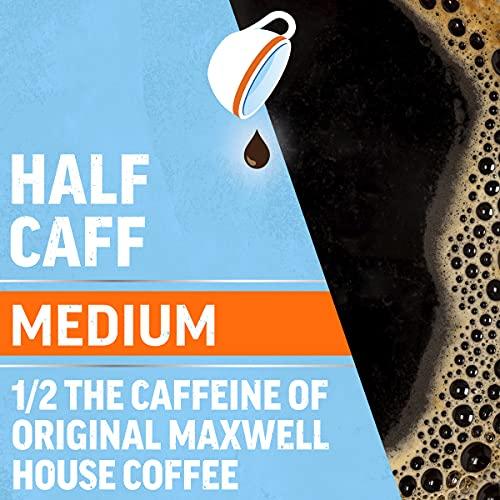 MAXWELL HOUSE Maxwell House Half Caff Medium Roast Ground Coffee with 1/2 the Caffeine (2 ct Pack, 25.6 oz Canisters)