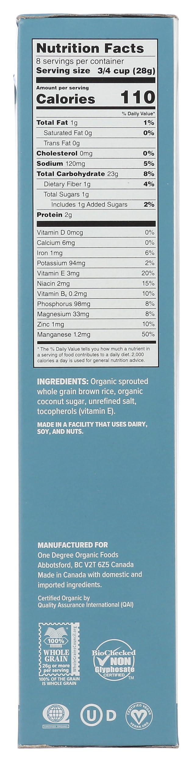 One Degree Organic Foods One° Cereal Rice Crisp Brown, 8 Oz