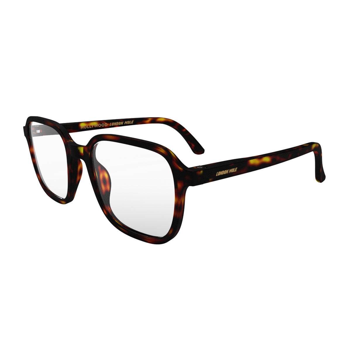 LONDON MOLE LONDON MOLE Eyewear | Hollywood Reading Glasses | Square Reading Glasses | Cool Readers | Stylish Reading Glasses | Unisex | Spring Hinges | Matt Tortoiseshell | magnification + 2.0