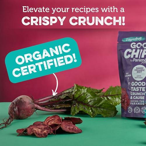 Good Chips by Paramo Snacks Baked Organic Beet Chips by GOOD CHIPS! 100% Natural, Oil Free, Only Two Ingredients: Organic Beets and Sea Salt. 1 oz Bags, Pack of 8