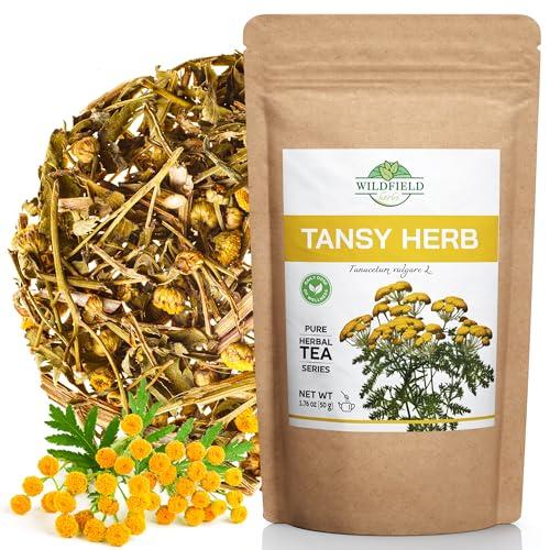 WILDFIELD HERBS 1.8 oz. Pishma Tea Tansy Flowers Herbal Tea (Tanacetum Vulgare L.) - 50g Dried Cut Tansy Flowers Herb Tea