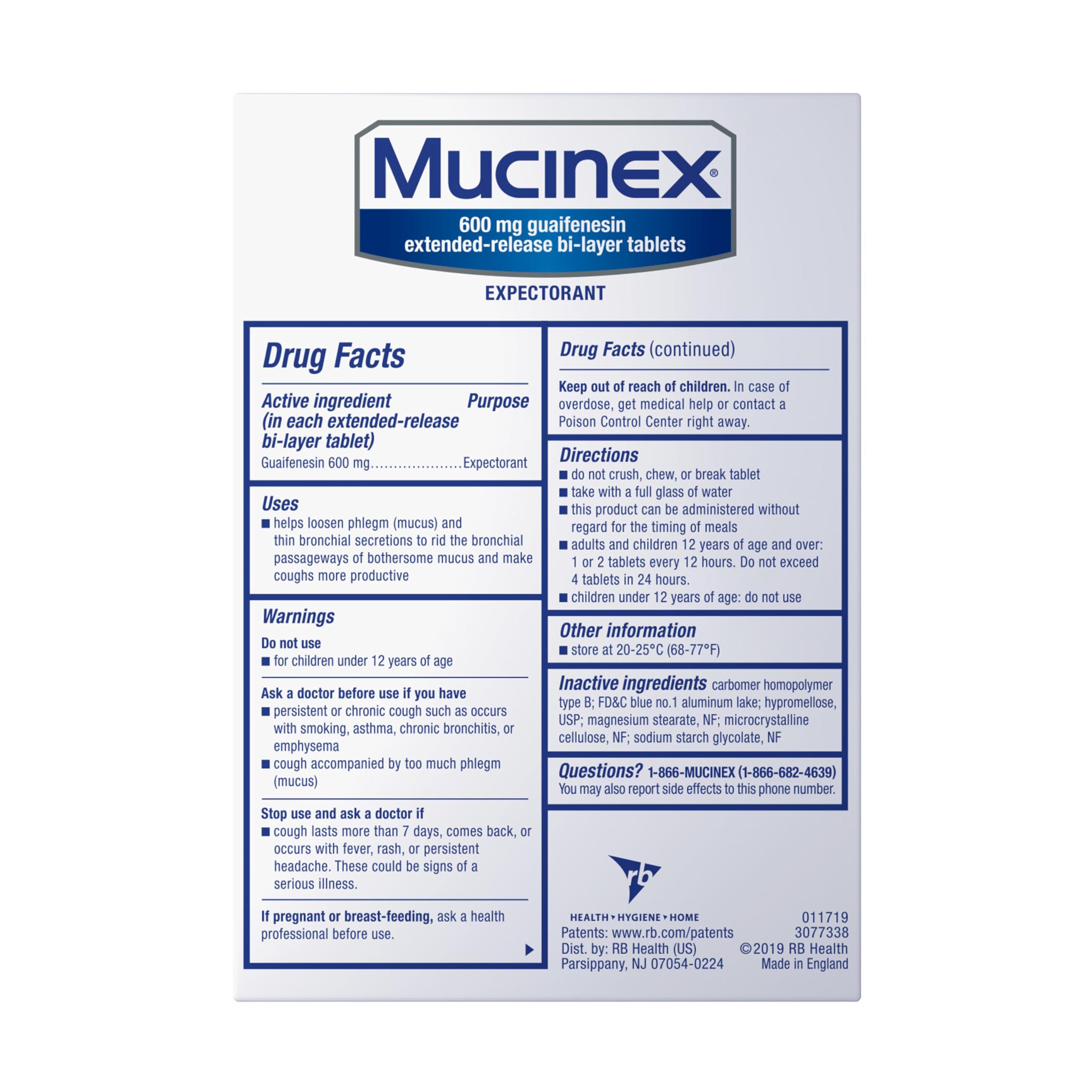Mucinex Mucinex Chest Congestion, 12 Hour Extended Release Tablets, 68ct, 600 mg Guaifenesin Relieves Chest Congestion Caused by Excess Mucus, #1 Doctor Recommended OTC Expectorant