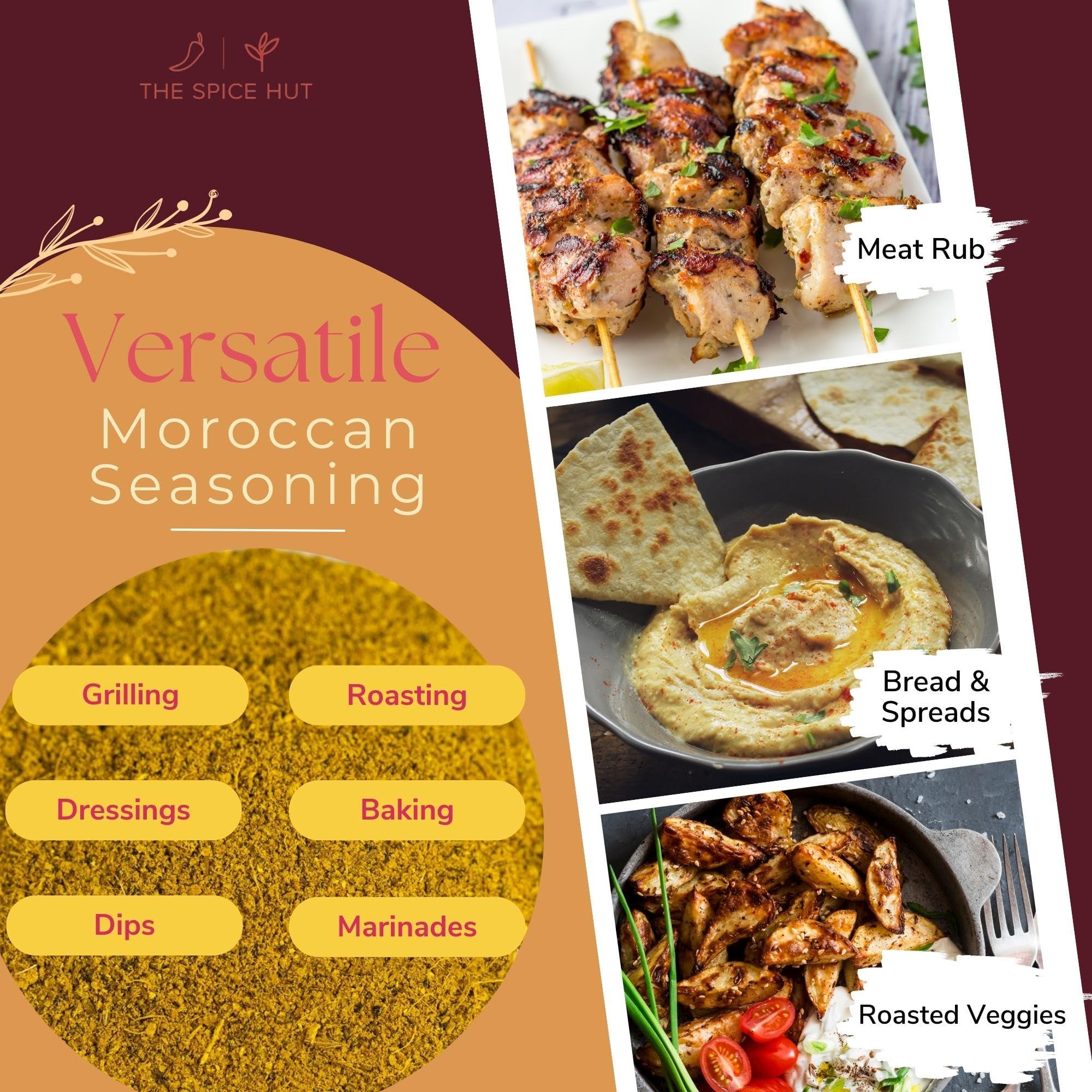 The Spice Hut The Spice Hut Organic Moroccan Seasoning, Mediterranean Spice Blend Flavor for Meat/Vegetables/Chicken, with Salt 3.7 Ounce