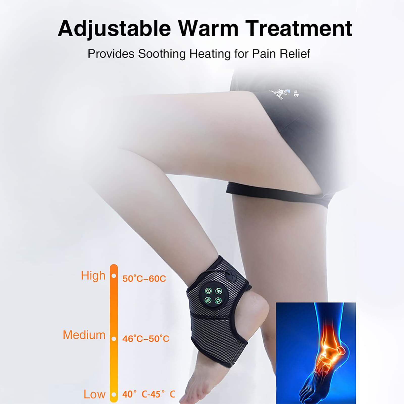 IxapA Smart Ankle Massage, Electric Vibration Hot Compress Heating Brace Ankle Massage Foot Massage, for Injury Joint Recovery, Pain Fatigue Relief