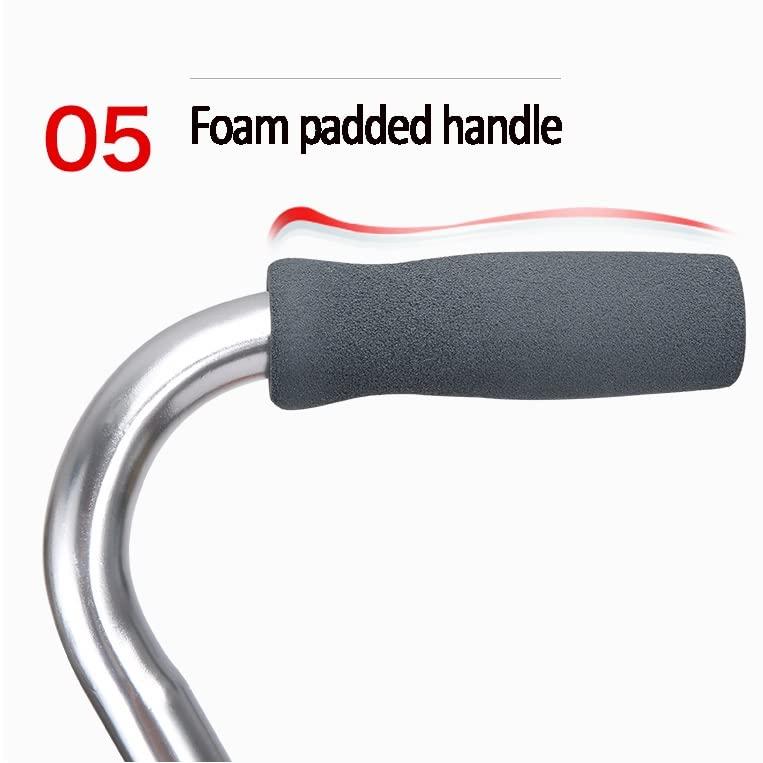 YKNAG Direct Store Quad Cane with 4-Pronged Base for Extra Stability, Walking Sticks for Seniors, Foam Padded Offset Handle, 1 Unit