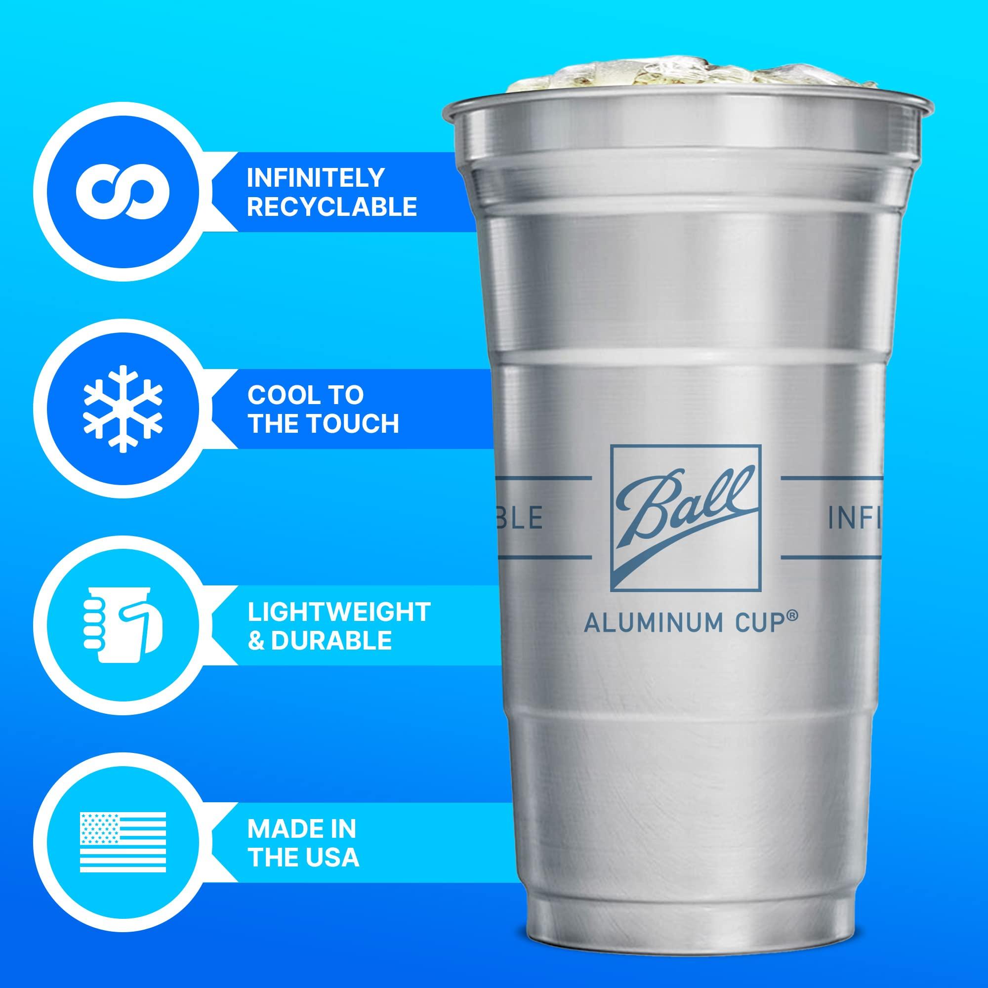 Ball Aluminum Cup Ball Aluminum Cup Recyclable Party Cups, Wholesale Bulk Pack, Ball Logo, 12 oz. Cup, 450 Cups Per Pack