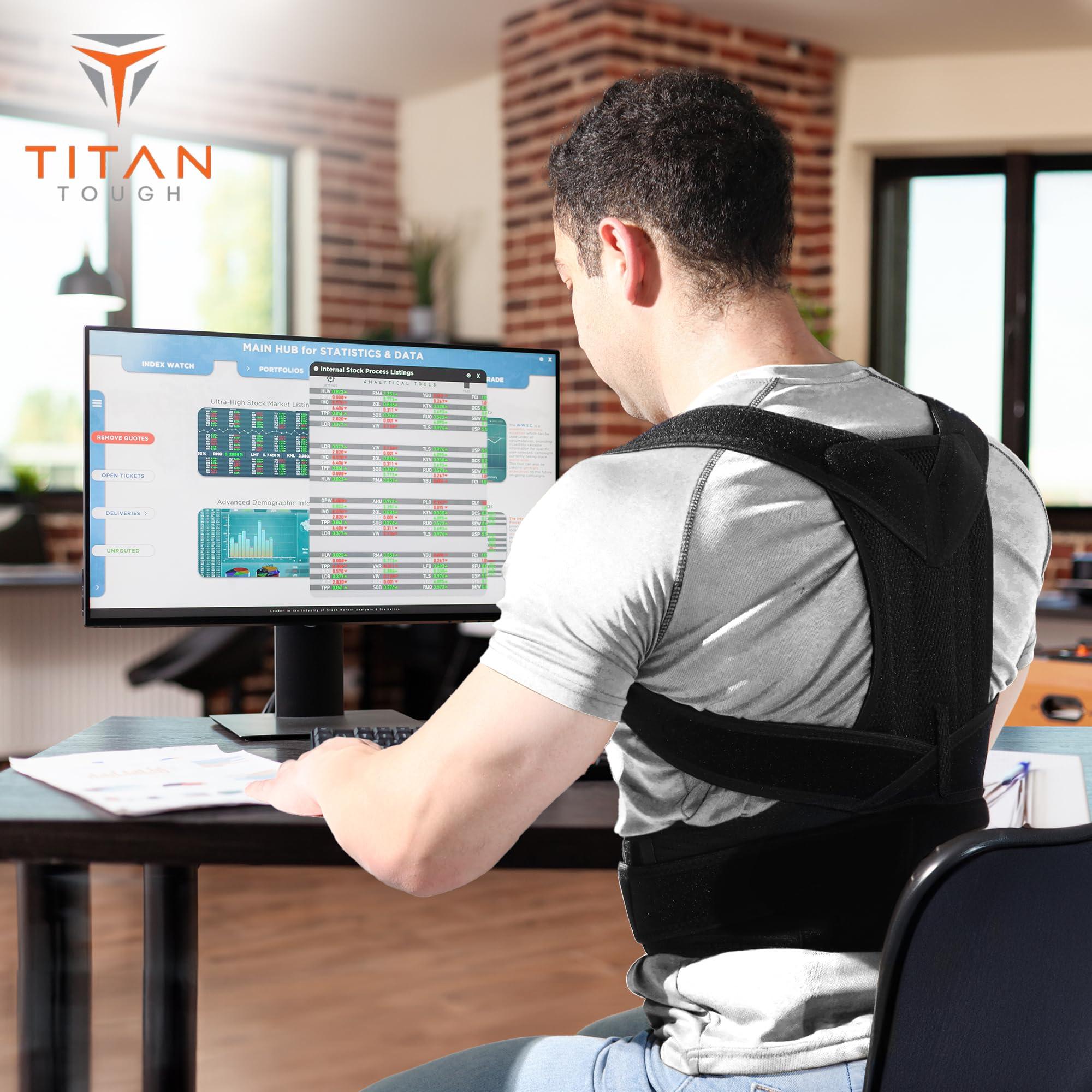 Titan Tough Titan Tough Posture Corrector for Men, Adjustable Mens Posture Corrector, Back Straightener, Correction, Support, Posture Brace for Women, Comfy Brace for Alignment (XXL)