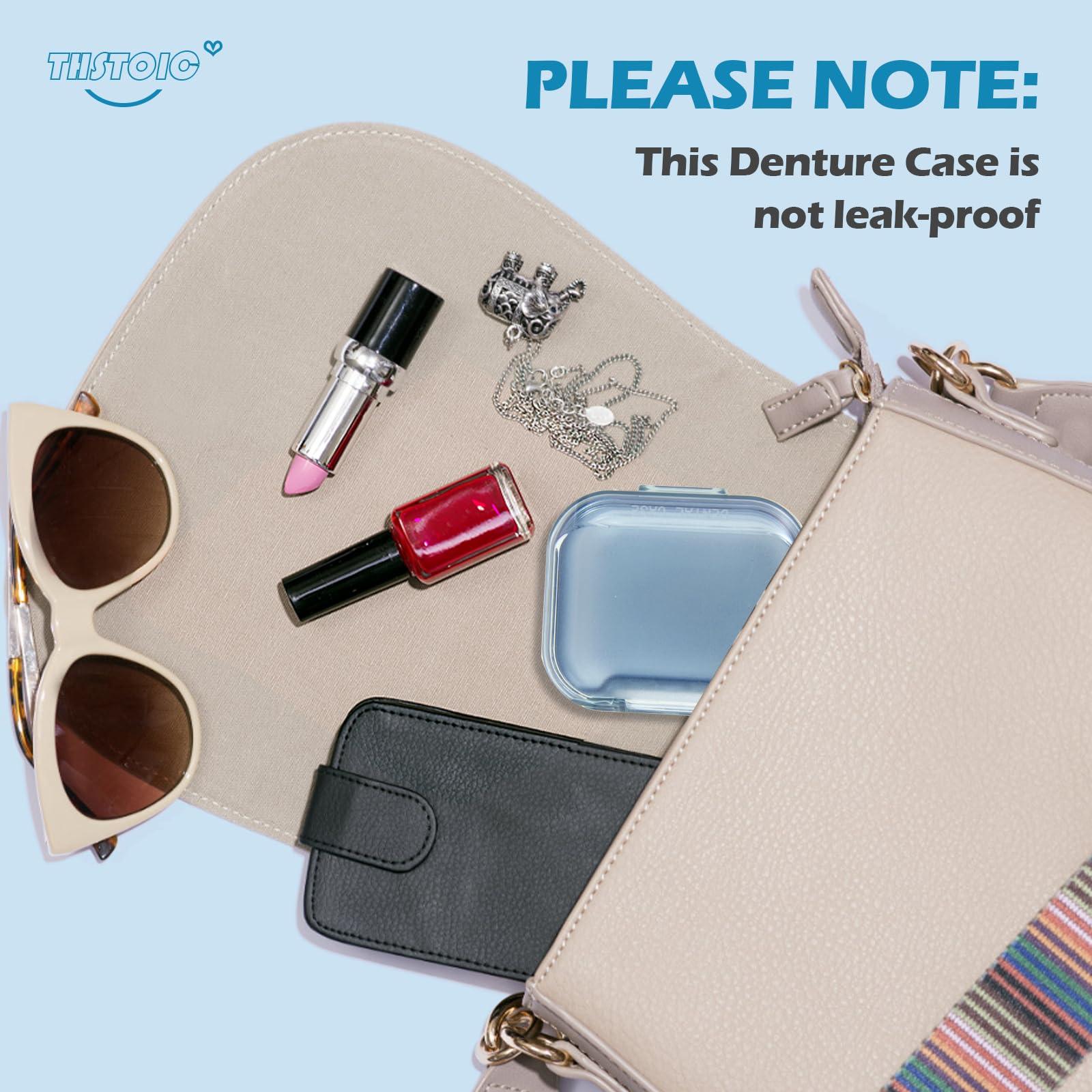 THSTOIC THSTOIC Denture Case & Cup - False Teeth Bath Holder, Travel Denture Cleaning Container for Soaking, Retainer, Partial, Mouth Guards (BLUE)