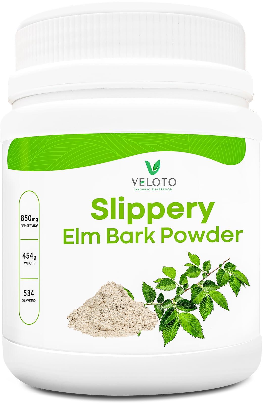 VELOTO VELOTO Slippery Elm Bark Powder Organic, Slippery Elm Inner Bark Powder, Natural Herbal Supplement for Soothing Throat & Digestive Health, Gluten-Free, Non-GMO, Vegan-Friendly, 1 lb (534 Servings)