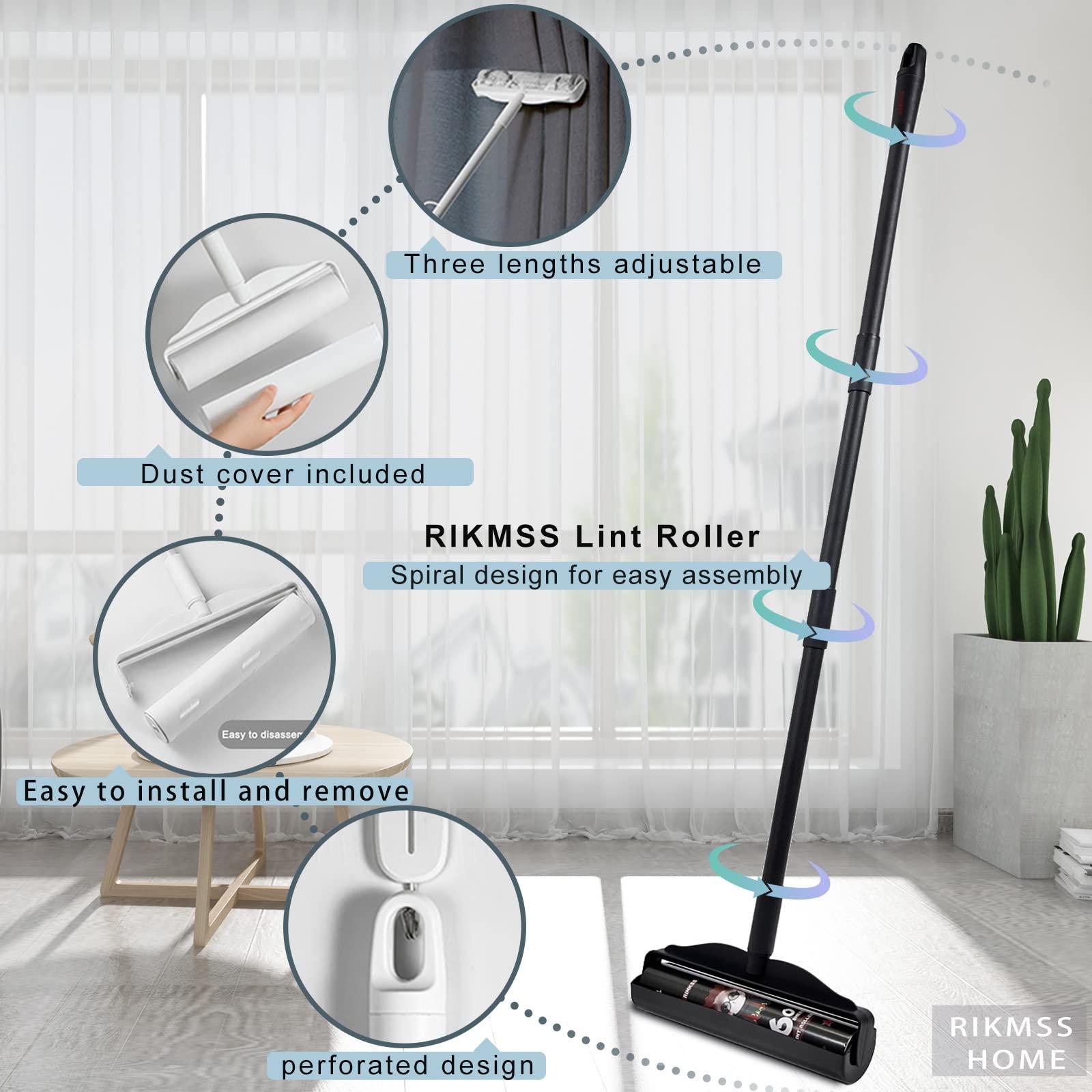 RIKMSS RIKMSS Large Lint Roller for Pet Hair Extra Sticky, 9.5" Wide Giant Carpet Floor Lint Roller with Long Handle, Large Surface Lint Remover with 5 Refills Total 360 Sheets