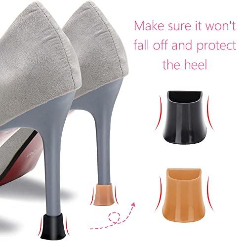 High Heel Protectors Stiletto Heel Repair Caps Covers Heel Stoppers 4 Sizes High Heel Tip Covers Noise Reducing Slip No Caps 8 Pairs Apricot 8 Pairs Black