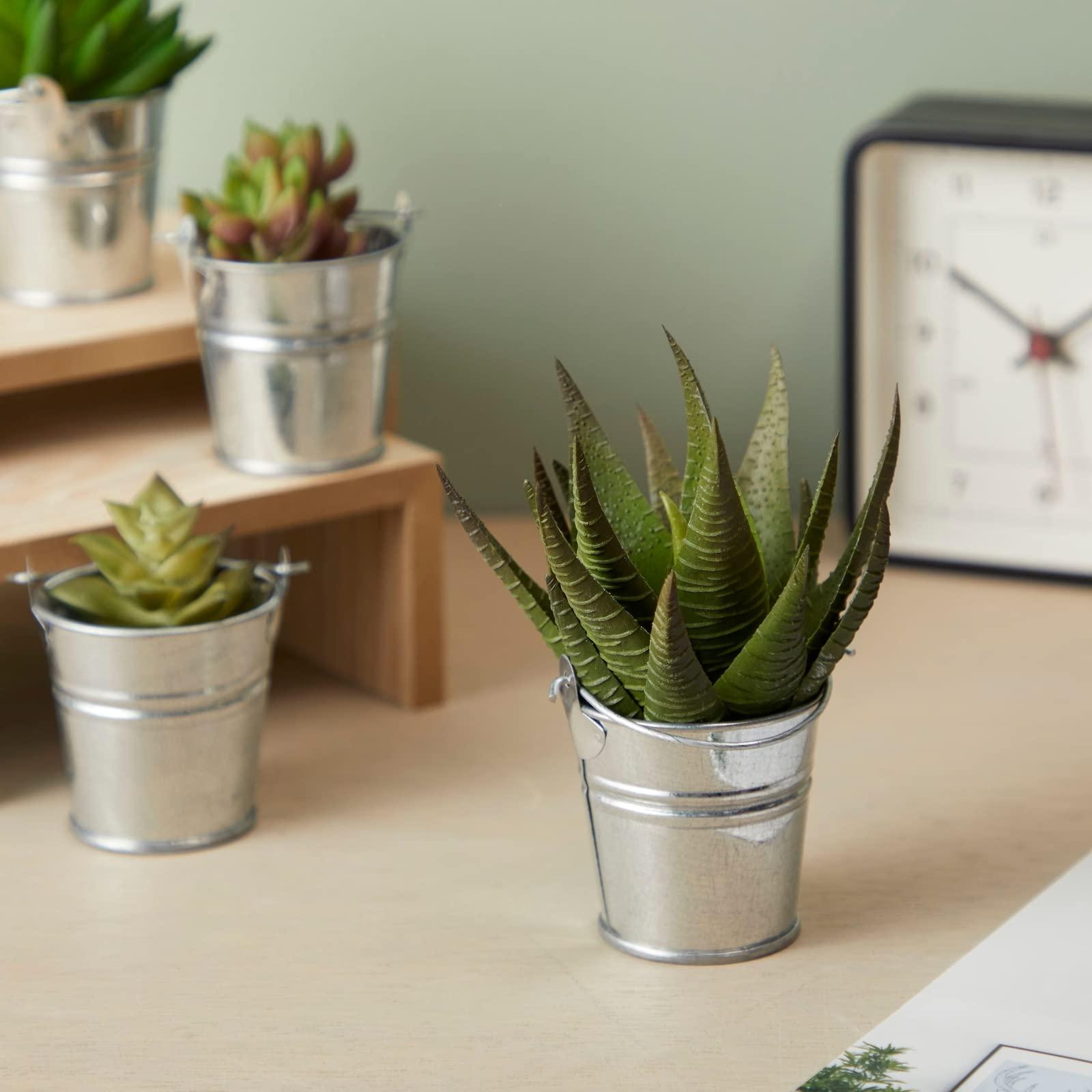 Juvale Juvale 24 Pack Mini Metal Buckets with Handles for Party Favors, Small Galvanized Tin Pails (2 x 2 in)