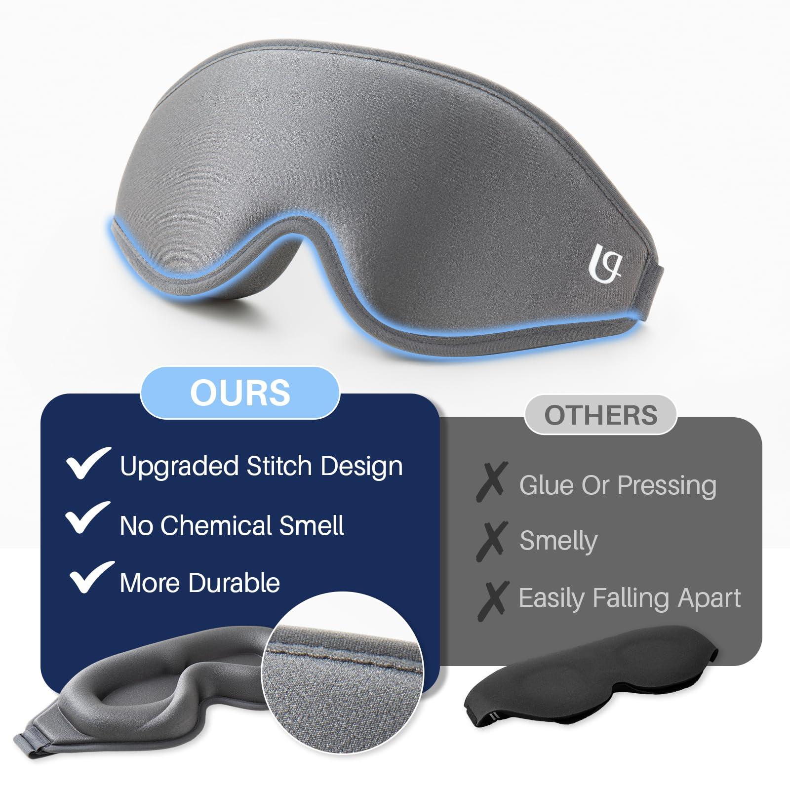 Uditek Uditek Sleep Mask, 3D Contoured Deep Pocket Eye Mask for Sleeping, Light Blocking Sleep Masks for Women Men, Zero Pressure Eye Covers for Sleeping Travel Night Shift, with Adjustable Strap