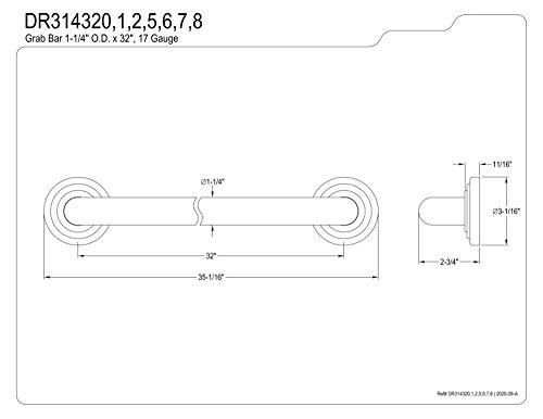 Kingston Brass Kingston Brass DR314322 Designer Trimscape Restoration Decor 32-Inch Grab Bar with 1.25-Inch Outer Diameter, Polished Brass