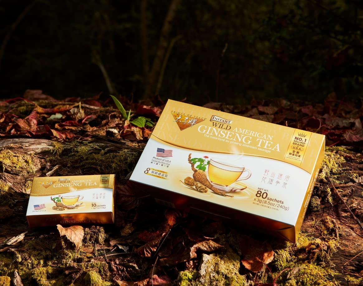 Prince Of Peace Prince of Peace Instant Wild American Ginseng Tea, 80 Sachets Healthy Drink, Caffeine-Free Energy-Boosting, Heavy Antioxidants, Plant Extract