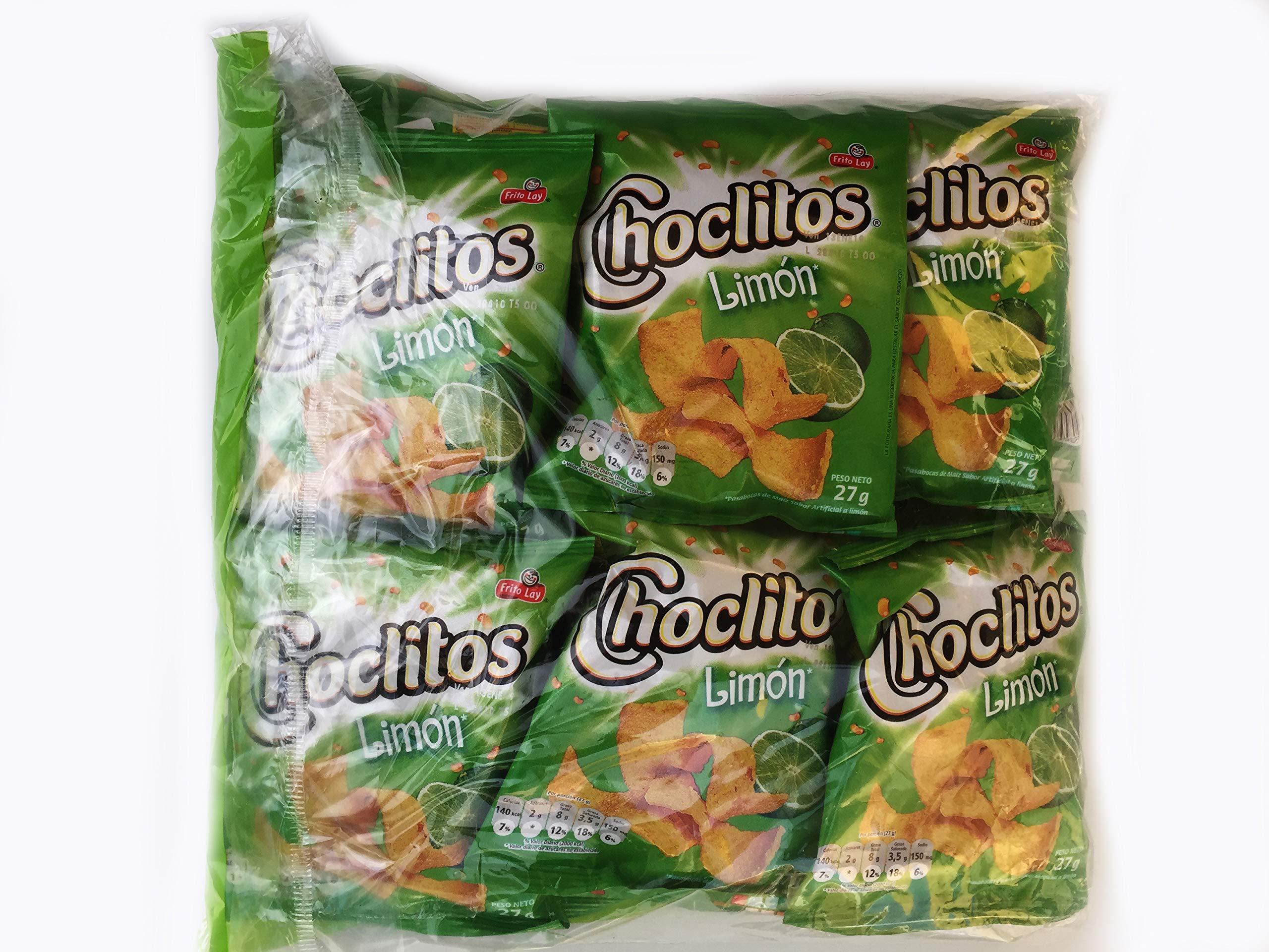 CHOCLOITOS CHOCLITOS Sabor Limon 12 Packs de 27 grs c/u - Corn Chips Lime Flavor 12 Packs of 95 oz each.