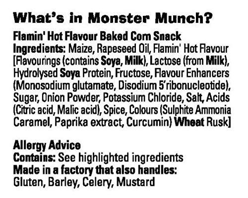 Walkers Monster Munch Flamin sweet and spicy Hot Snacks, 40g (Pack of 30),packaging may vary