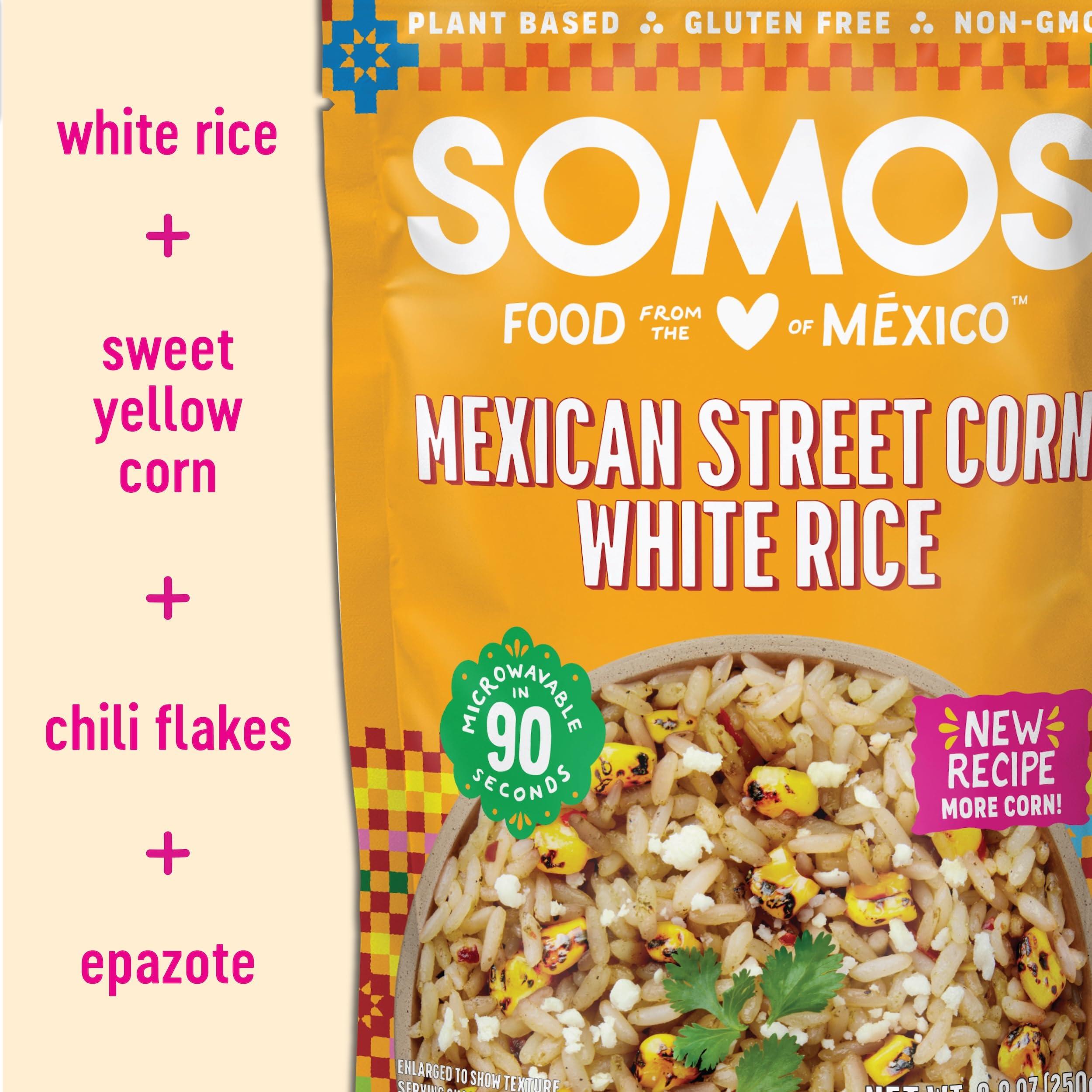 SOMOS SOMOS Mexican Street Corn White Rice Gluten Free, Non-GMO, Vegan & Microwavable Meals Ready to Eat - Delicious, Healthy & Convenient - Perfect for Burrito Bowls, Tostadas & More | 8.8 oz (Pack of 6)