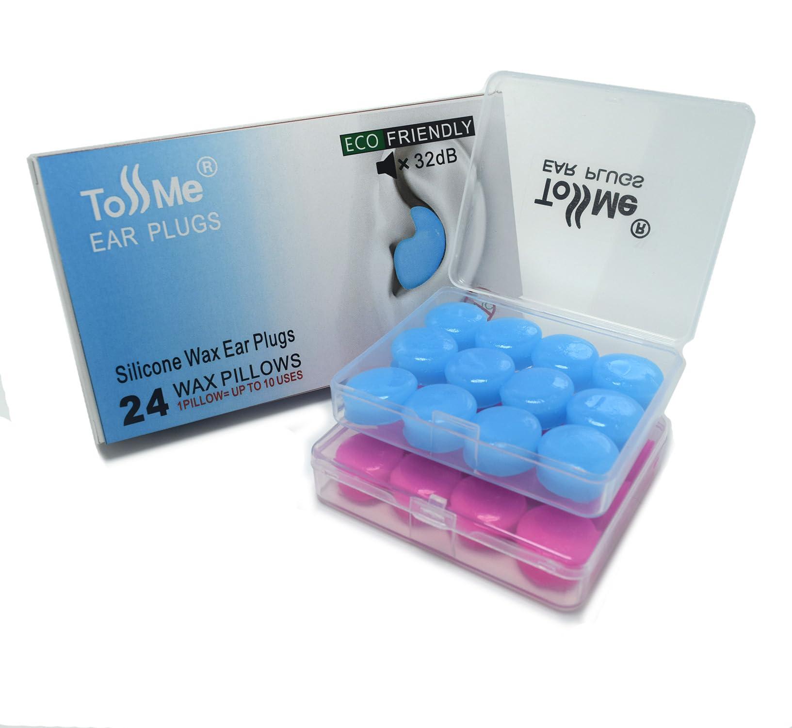 ToSSme Wax Ear Plugs for Sleep - 24 Silicone Wax Earplugs for Swimming and Sleeping - Gel Ear Plugs for Noise Cancelling, Ear Protection - SNR -32dB earplugs