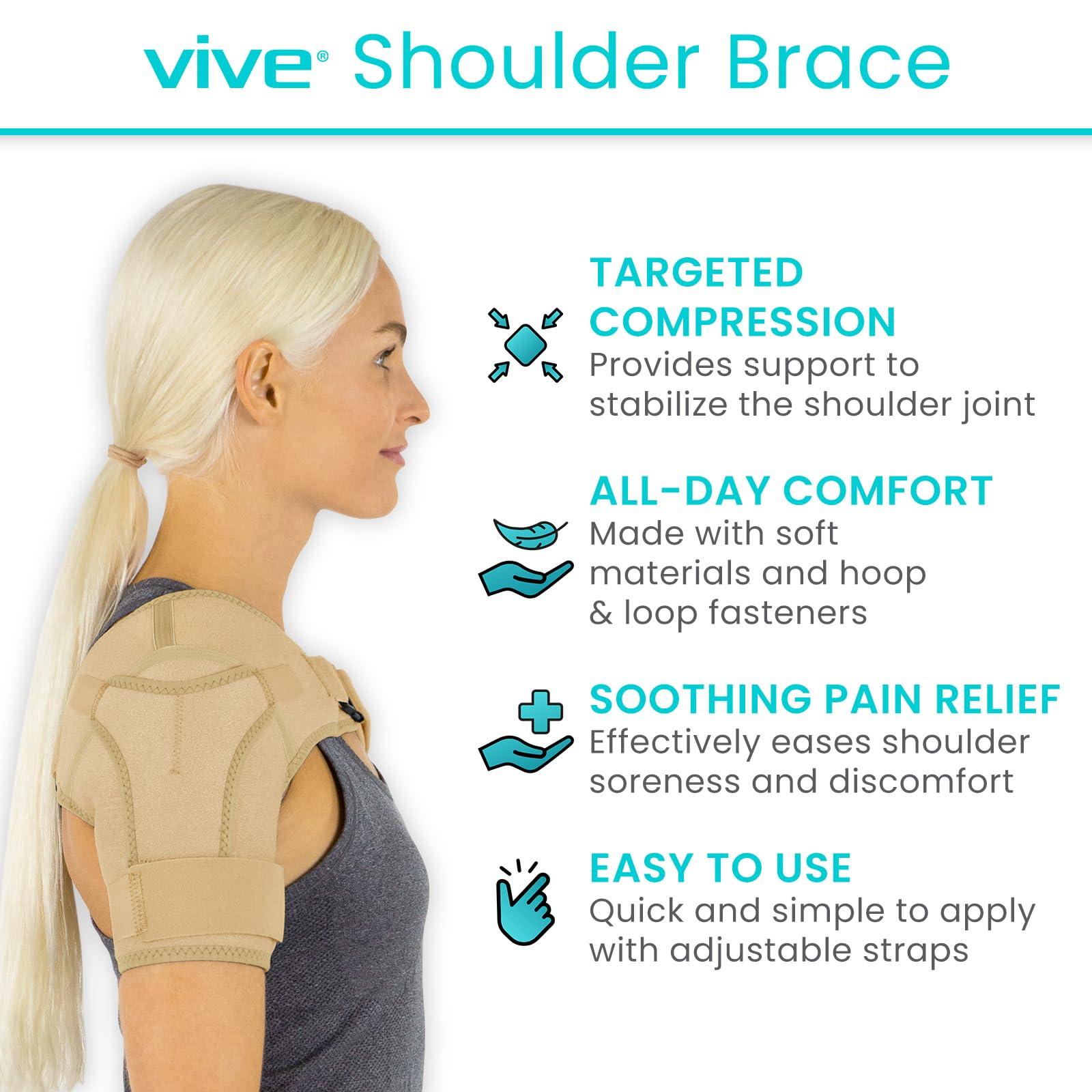 Vive Vive Shoulder Brace for Women - Injury Recovery Compression Support Sleeve - for Rotator Cuff Injuries, Arthritis, Sprain, Dislocation, PT - Targeted Inflammation Pain Relief (Beige, Medium)