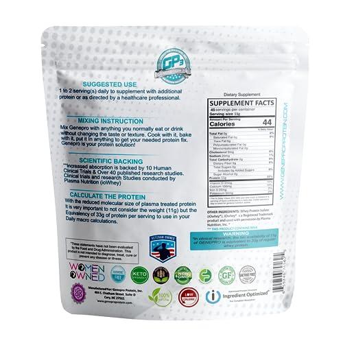 GENEPRO GEN. 3 GENEPRO GEN. 3 Unflavored Protein Powder - New Formula - Lactose-Free, Gluten-Free, & Non-GMO Whey Isolate Supplement Shake (3rd Generation, 45 Servings)