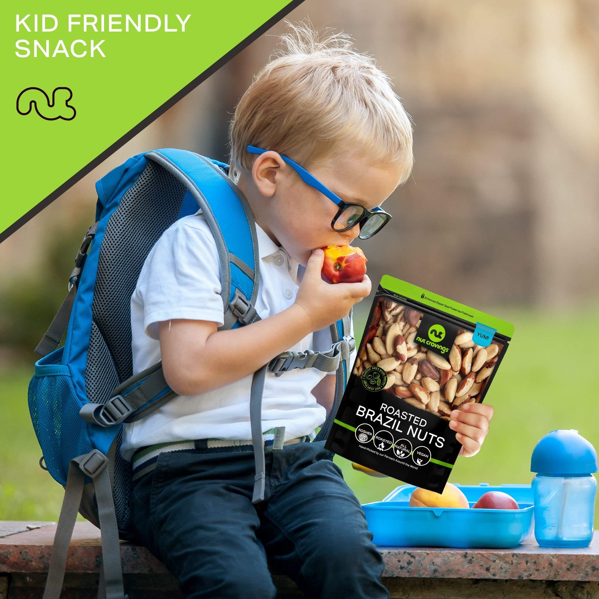 Nut Cravings NUT CRAVINGS - Brazil Nuts Roasted & Unsalted - No Shell, Whole (16oz - 1 LB) Bulk Nuts Packed Fresh in Resealable Bag - Healthy Protein Food Snack, All Natural, Keto Friendly, Vegan, Kosher