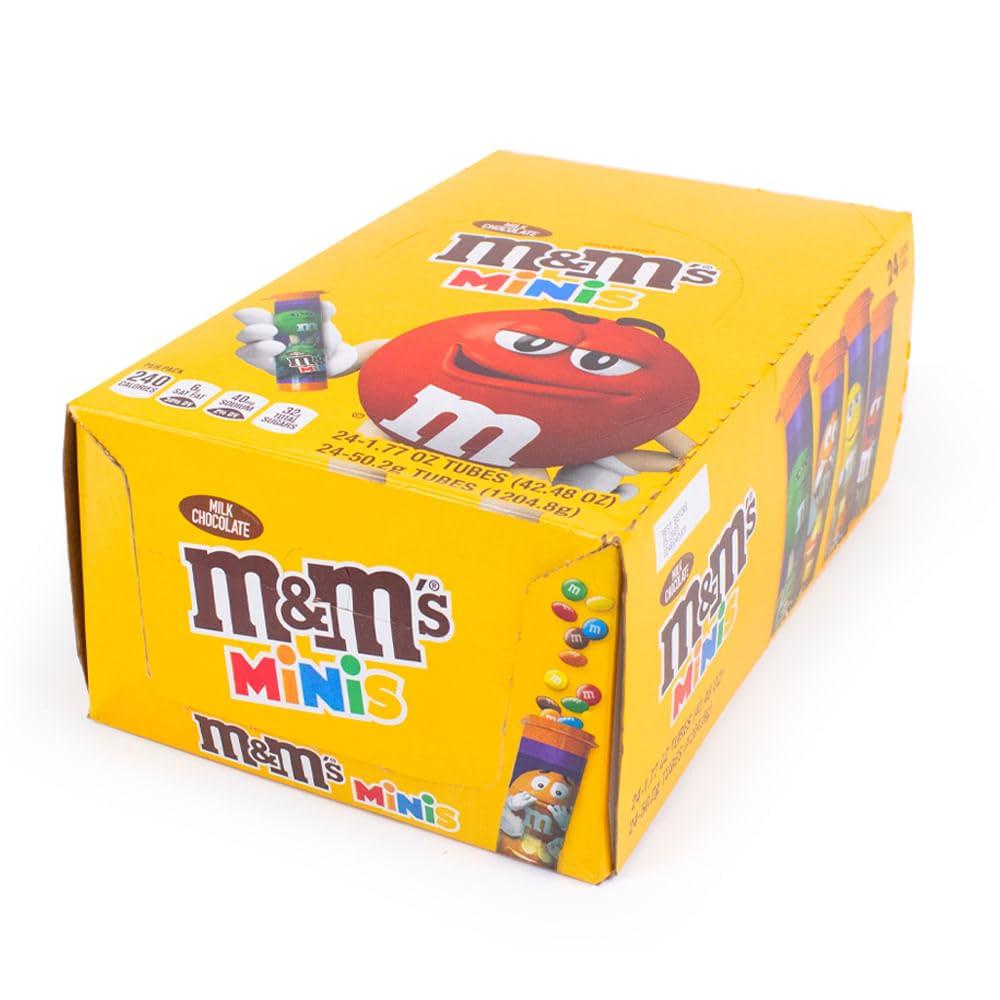 Just Candy 24 Pcs Halloween Candy M&M's Minis MIlk Chocolate Mega Tubes (24ct Box)