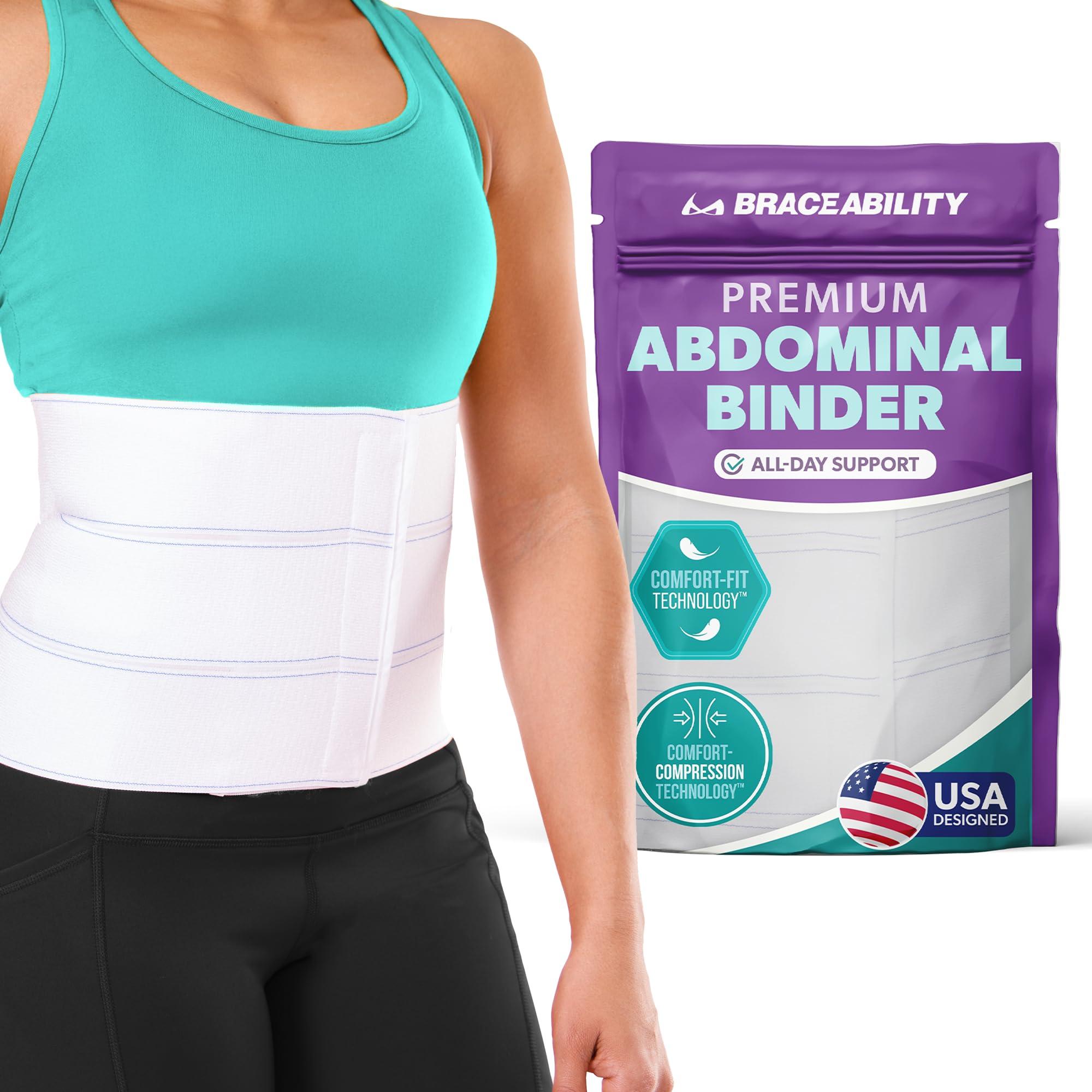 BraceAbility BraceAbility Medical Abdominal Stomach Binder - Belly Band Compression for Diastasis Recti, Postpartum, Post-Surgical Wrap for Tummy Tuck Recovery, Post op Abdominal Binder for Women and Men (XL 9\")