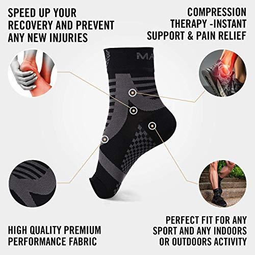 Mava Sports Mava Sports Ankle Brace Support Sleeves Pair - Plantar Fasciitis Compression Socks, Relieve Achilles Tendonitis, Joint Pain, Sprained Ankle - Faster Injury Recovery - Walking, Running Sport