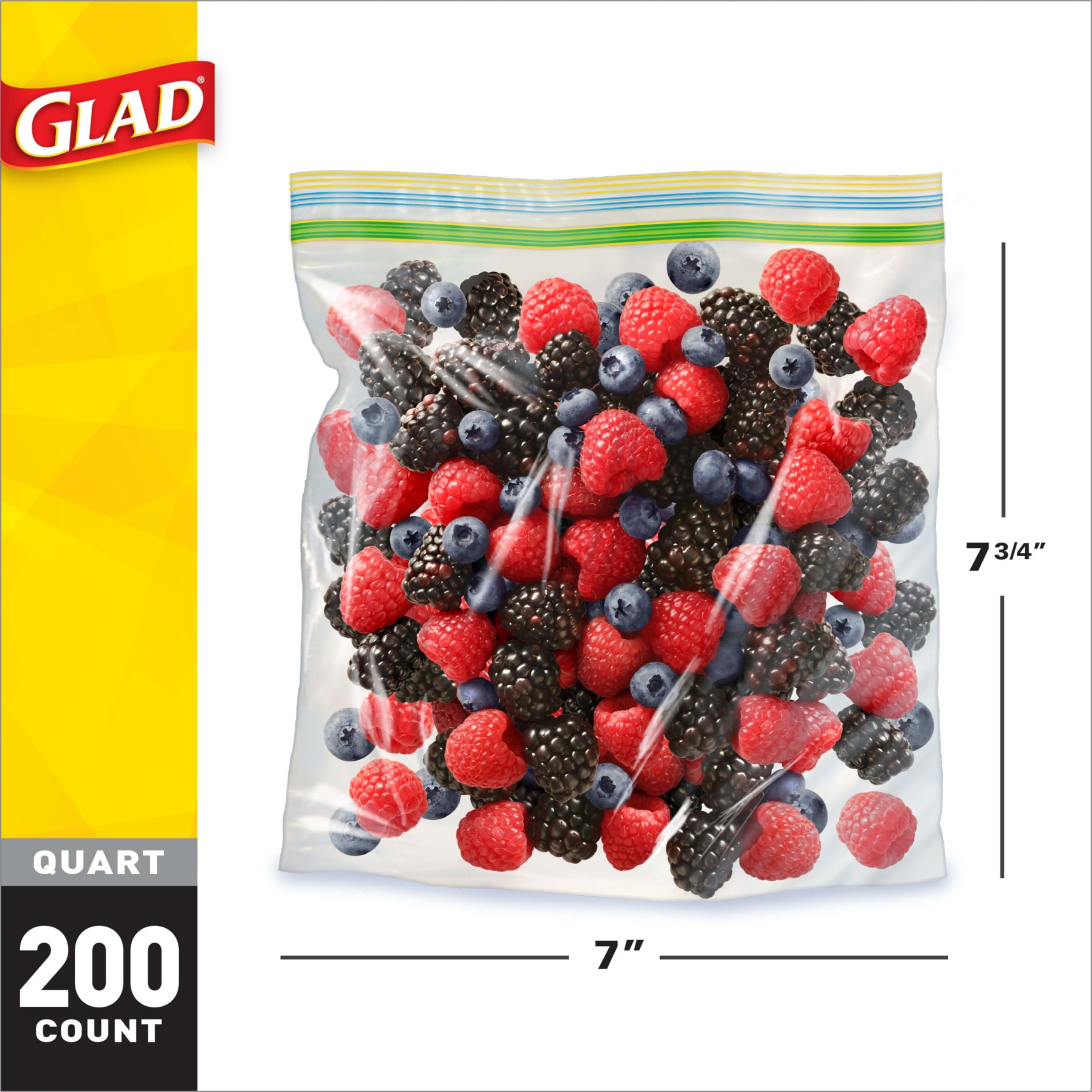 Glad Glad Zipper Food Storage Plastic Bags - Quart - 50 Count, Pack of 4