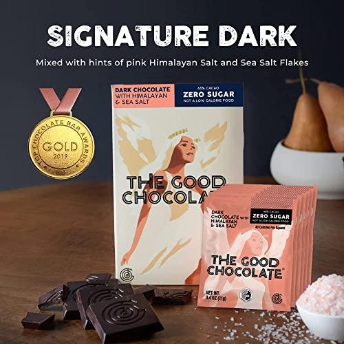THE GOOD CHOCOLATE The Good Chocolate - Himalayan Salt Keto Chocolate Mini Bars, Zero Sugar, Lower Net Carb Snack, Lower Calorie, Vegan Chocolate Candy, 1 Snack Pack