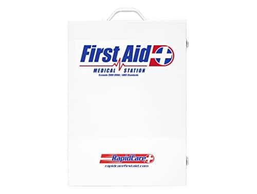 Rapid Care First Aid Rapid Care First Aid 864-09-1F 4 Shelf ANSI/OSHA Compliant All Purpose First Aid Cabinet & Medical Station with First Aid Sign, Exceeds OSHA/ANSI 2009, Wall Mountable, White