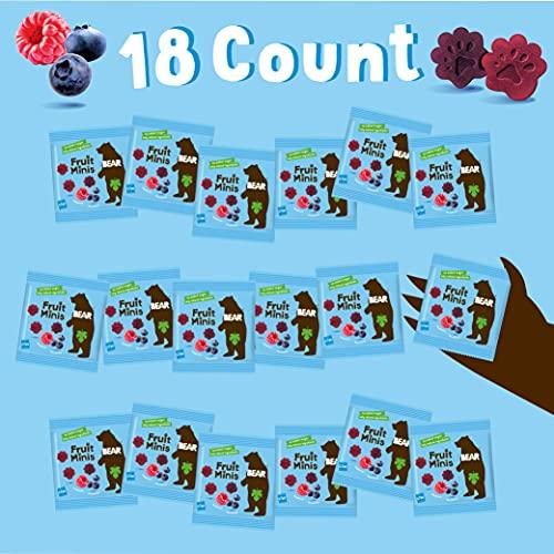BEAR BEAR Real Fruit Snack Minis, Raspberry/Blueberry, No added Sugar, All Natural, Bite Sized Snacks for Kids, Non GMO, Gluten Free, Vegan, 0.7 Oz (Pack of 18)