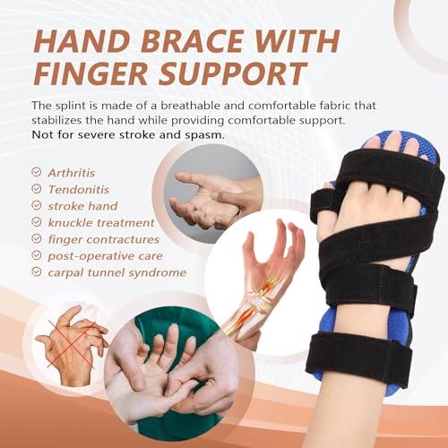 Scurnhau Scurnhau Resting Hand Splint, Night Sleeping Carpal Tunnel Wrist & Finger Splint, Stroke Hand Brace with Finger Support for Finger Contractures, Tendonitis, Arthritis, Fits Left and Right Hands, L