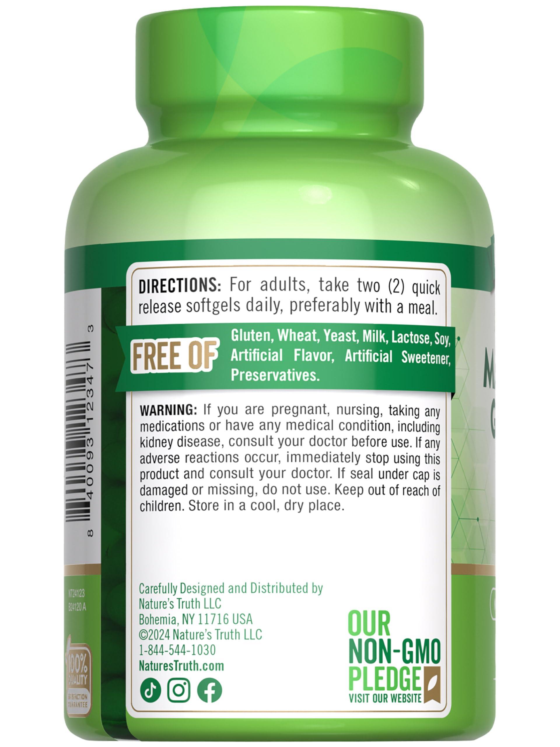 Nature\'s Truth Nature\'s Truth Magnesium Glycinate 250mg | 60 Softgels | High Absorption | Non-GMO & Gluten Free Mineral Supplement